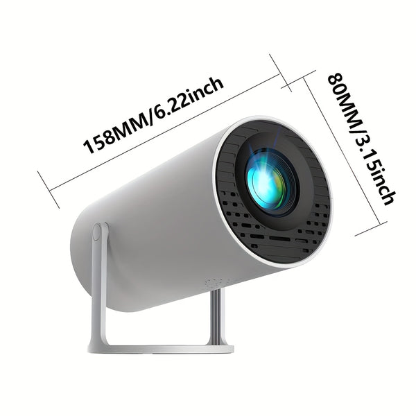 3000 Lumens HD Mini Video Projector with USB/AV/Smartphone/Tablet Connectivity, 1pc YLEEGS Portable Projector, 720P, 180° Adjustable Stand, High Contrast, Manual Focus, Home Theater, Camping, Holiday Gifts - White