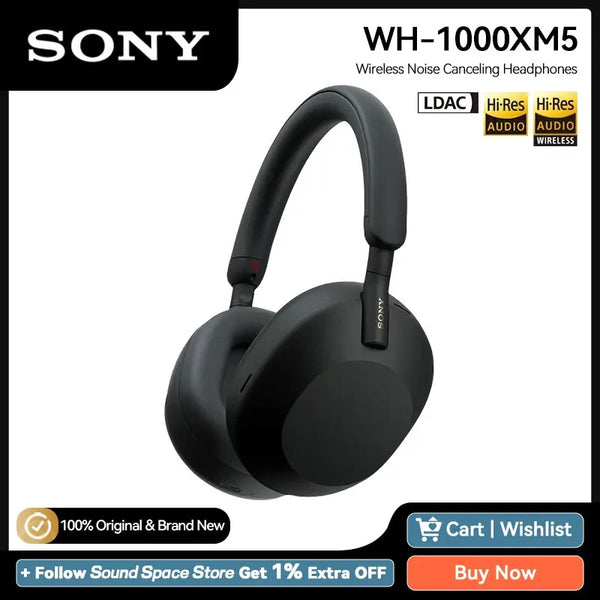 Sony Wireless Headphones Bluetooth 5.2, WH 1000XM5 XM5 Active Noise Cancellation Wireless Headphones Bluetooth 5.2 Hi-Res Headsets LDAC AAC Codec